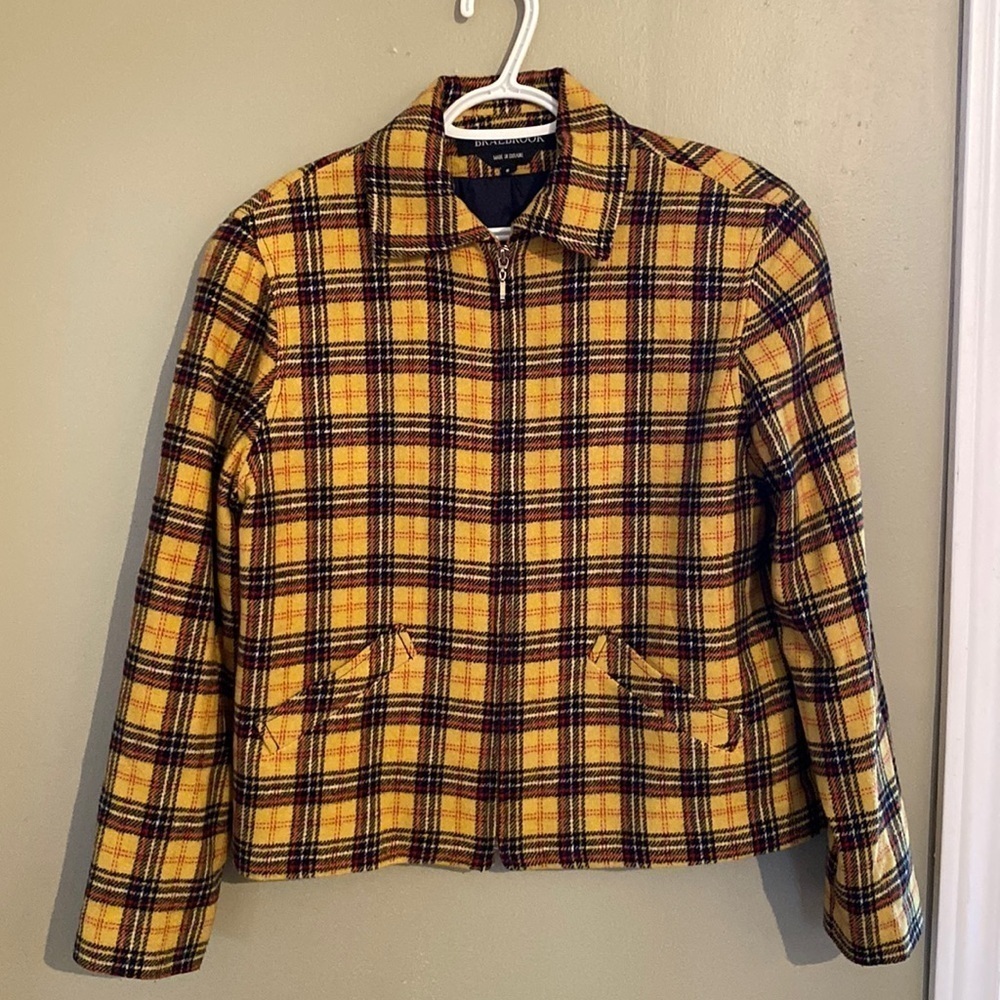 Braebrook Vintage Yellow Plaid Wool Blend Jacket Blazer Women’s Size 6 Spring